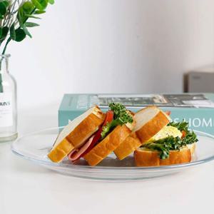 원형 투명 강화 유리 평 플레이팅 접시 대 26cm 샐러드접시 디저트접시 케이크접시 디너접시