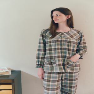 비너스 면 캐시미어 보온성이 좋은 체크패턴 여성 파자마-VPA4563W