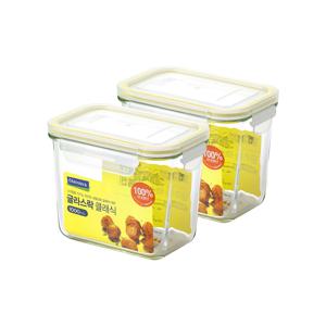 글라스락 클래식 옐로우에디션 직사각 도어포켓 1000ml 2조 세트