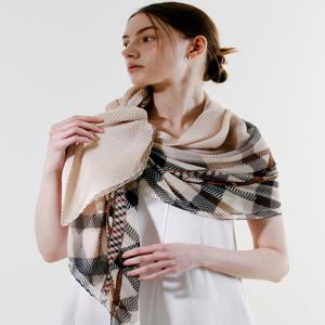 액세서리 [[26SS]] DCSC6E775W2 스카프]브라운 체크 플리츠 숄 스카프