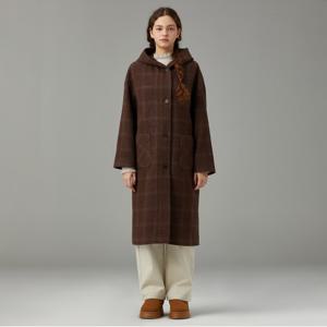 후드 체크 롱 코트_T258MCT342W