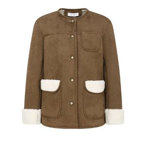 [JJ지고트]뽀글이 배색 레귤러핏 무스탕 자켓 GPBR0JK321