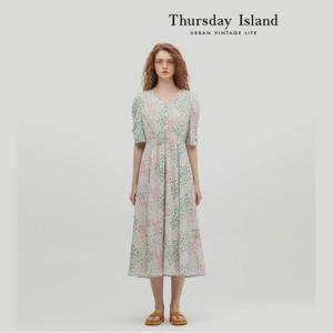[최초가-279000원][Thursday Island] 브이넥 콩단추 원피스(T234MOP263W)
