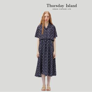 [최초가-449000원][Thursday Island] 패턴 셔츠레이어 슬리브리스 원피스(T234MOP648W)