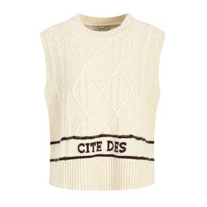 [JJ지고트]레터링 케이블 니트 베스트GPBA1VTJ11