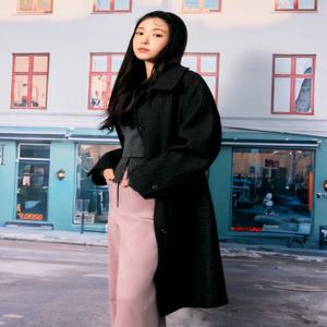 [JJ지고트]울 블렌드 쉐도우 체크 코트GRBA0CTR41