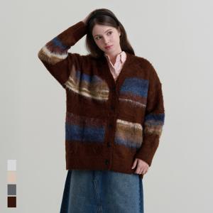 [브리치] 더 소재 / 브이넥 스트라이프 루즈핏 니트 가디건 (SJK25055)