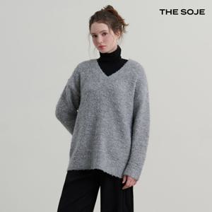 [브리치] 더 소재 / 여성 긴팔 브이넥 루즈핏 부클 울 니트 (SJK25064)