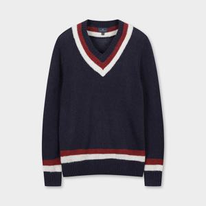 [정상가 199000원] 테니스 V넥 스웨터 (네이비) (BBWNMF4522QEF)