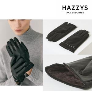 [선물포장] 블랙 체크라인 퍼안감 양가죽 남성 장갑 HJGV4F126BK