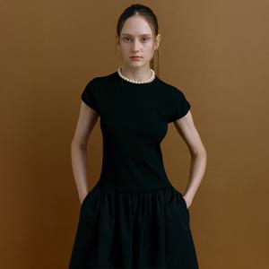 [모우트] CAP-SLEEVE LAYERED DRESS_MOAT BLACK [MO25FOP001B]