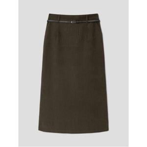 벨티드 코듀로이 롱 스커트  카키