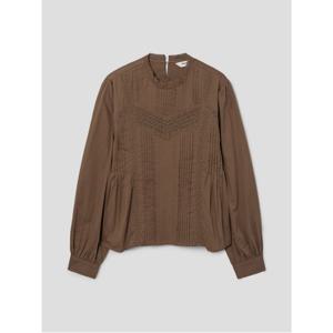 레이스 디테일 블라우스  브라운