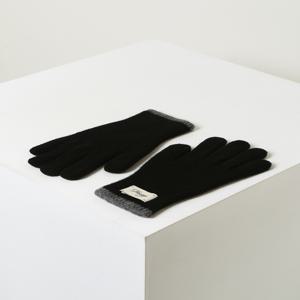 [선물포장][남성장갑] 블랙 로고장식 울캐시미어혼방 장갑 HJGV5F700BK