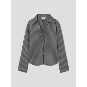 레이스업 스트라이프 셔츠  애쉬 (165Y64AY14)