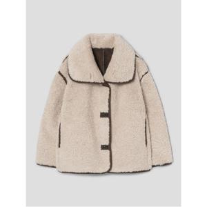 레귤러 빅 칼라 시어링 코트  베이지 (325Y3VLY5A)