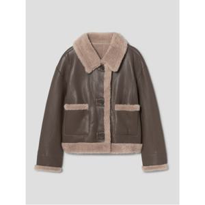 칼라넥 페미닌 숏 레더 무스탕  브릭 (355Y3VLY4C)