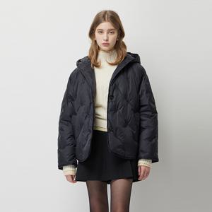 [본사] 모나미 후드 자수 패딩 점퍼_SAPD33561BK