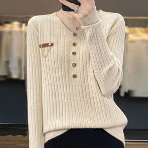 [브리치]  / NK1252 심플 데일리 골지 브이넥 긴팔 니트티