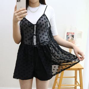 [브리치]  / 팝콘 플라워 레이스 시스루 뷔스티에 끈나시