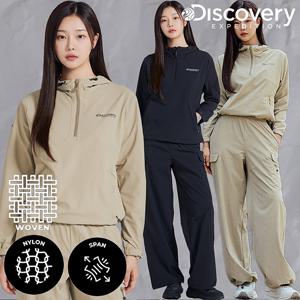 디스커버리 가격인하 여성 가을 우븐 아노락 트레이닝 세트 DWTR36044,DWTP36044
