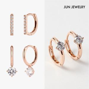 [준주얼리] [JUU]10K 원터치 큐빅 데일리 베이직 귀걸이 [3종택1]