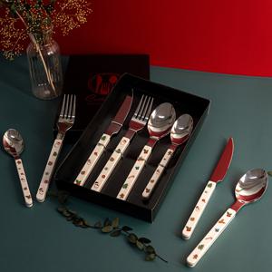 홀리데이 오너먼트 크리스마스 카페 양식 커트러리 선물세트 4P