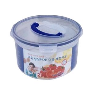 쿨맥시2 원형밀폐용기(손잡이)2L 김치통 냉장고용기 반찬용기 반찬보관통 플라스틱밀폐용기