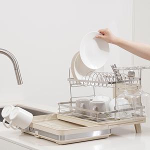 OLLY  식기건조대 확장형 스텐 건조대 2단 식기건조 OLDR01V