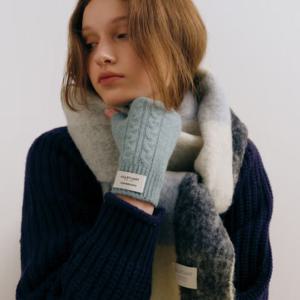 터키쉬블루 꽈배기 울캐시미어혼방 핸드워머 JAGV5F290 T3