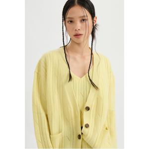 [최초가 498,000원] Cable Cashmere Knit Cardigan (light yellow) LFWCW24420YEL