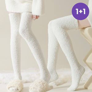 [2개세트] 엘느 롱 허벅지 수면 겨울 극세사 임산부 긴 수족냉증 발열 보온 양말 R280