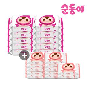 [세트]  아기물티슈 베이직 캡 80매 10팩+휴대캡 20매 12팩 (BC-01+cB휴12)