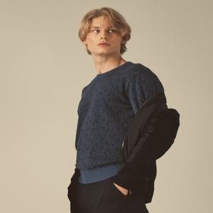 헤지스 골프 [[24FW]] HUSW4C613N2 네이비 남성 자카드 패턴 라운드 스웨터