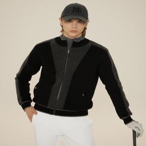 헤지스 골프 [[24FW]] HUSW4D701BK 블랙 남성 방풍 니트 풀집업