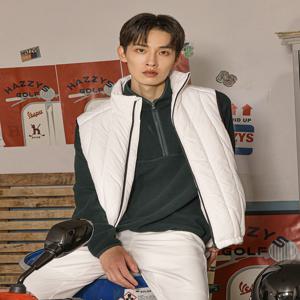 헤지스 골프 [[24FW]] HUJU4D991OW [ONLINE EXCLUSIVE][Afterhours캡슐] 화이트 남성 세로 퀼팅 패딩 베스