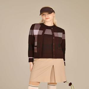 골프 여성 [[24FW]] DNSW4D901D3 [ONLINE EXCLUSIVE] 와인 체크 울혼방 니트베스트