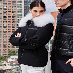 닥스 골프 여성 [[25FW]] DNJU5D851BK [INHERITANCE] 블랙 화이트 폭스 카라 구스다운 점퍼