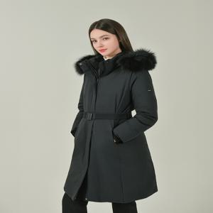 헤지스 골프 여성 [[25FW]] HWJU5D812BK 블랙 여성 폭스 퍼 롱 다운 코트