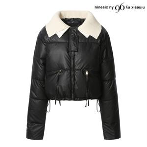 정상가:139,000원 ㅣ 레더 니트 배색 카라 스트링 패딩 점퍼 (NO4JJ006L0)