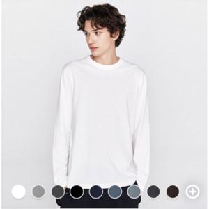 [롯데백화점]남성 가을 기본 라운드 무지 긴팔 면 티셔츠 025910