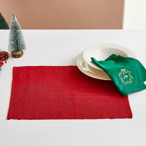 홀리데이 골지 테이블매트 레드 35x45