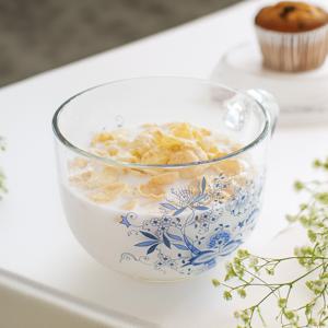 쯔비벨무스터 글라스 씨리얼 손잡이 볼 1p/ 밀크보울 빈티지 감성 브런치