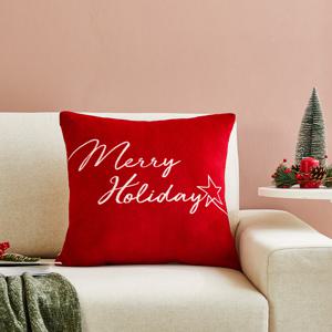 홀리데이 리버시블 극세사 쿠션 레드 45x45