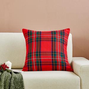 클래식 타탄 체크 쿠션커버 레드 50x50
