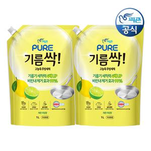 퓨어 기름싹 주방세제 레몬라임 1L 리필 x 2개