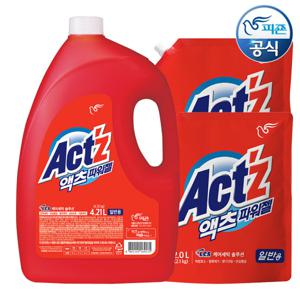 액츠 세탁세제 액체 파워젤일반 4.2L 용기+2L 리필 x 2개