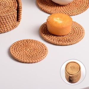 감성 주방 카페 컵 홀더 라탄 티 코스터 8cm 6개 set 컵받침대 종이컵홀더 종이컵받침