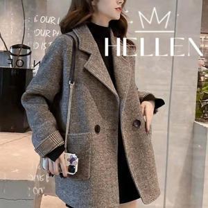 가을 겨울 여성 안감 누빔 모직 버튼 자켓 래피