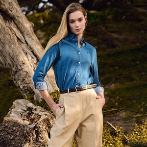 [U.S POLO ASSN.]24Fall 클래식 워시드 스트레치 데님셔츠 여1종